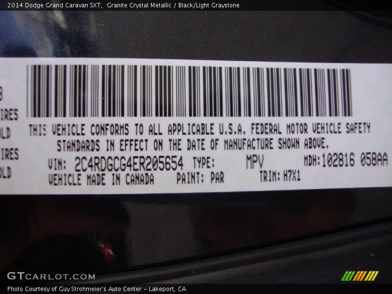 Granite Crystal Metallic / Black/Light Graystone 2014 Dodge Grand Caravan SXT