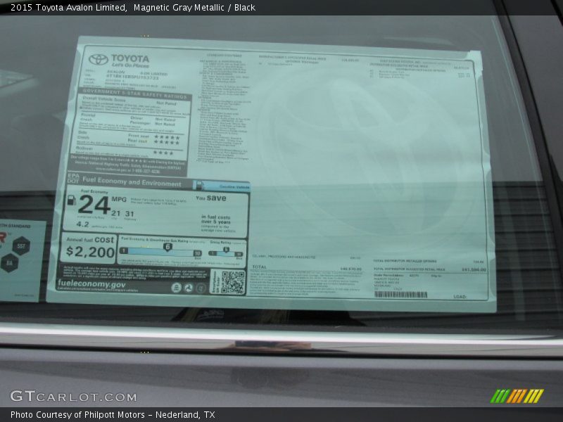 Magnetic Gray Metallic / Black 2015 Toyota Avalon Limited