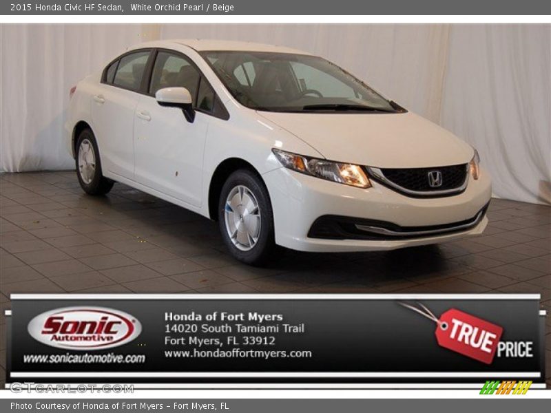 White Orchid Pearl / Beige 2015 Honda Civic HF Sedan