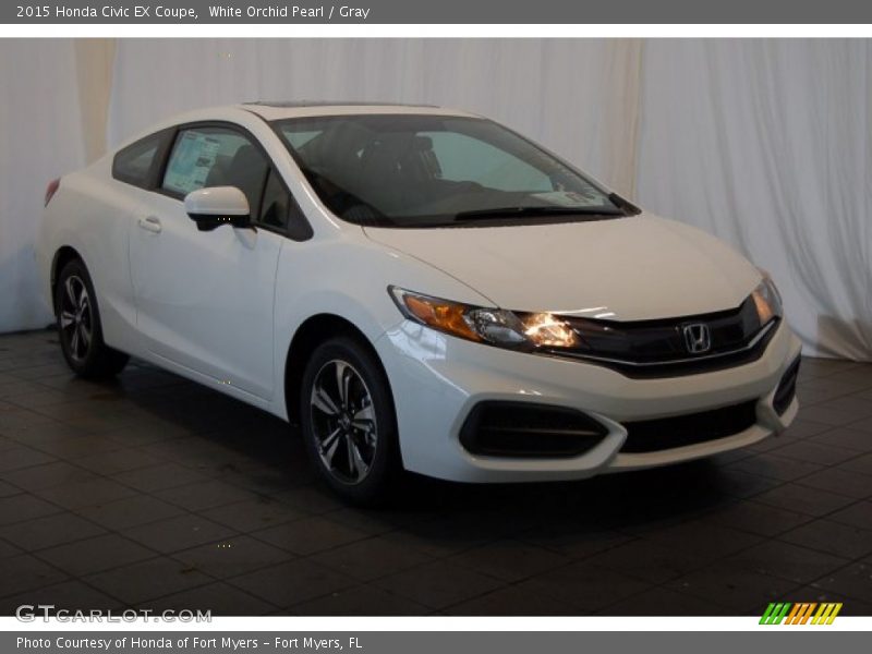 White Orchid Pearl / Gray 2015 Honda Civic EX Coupe