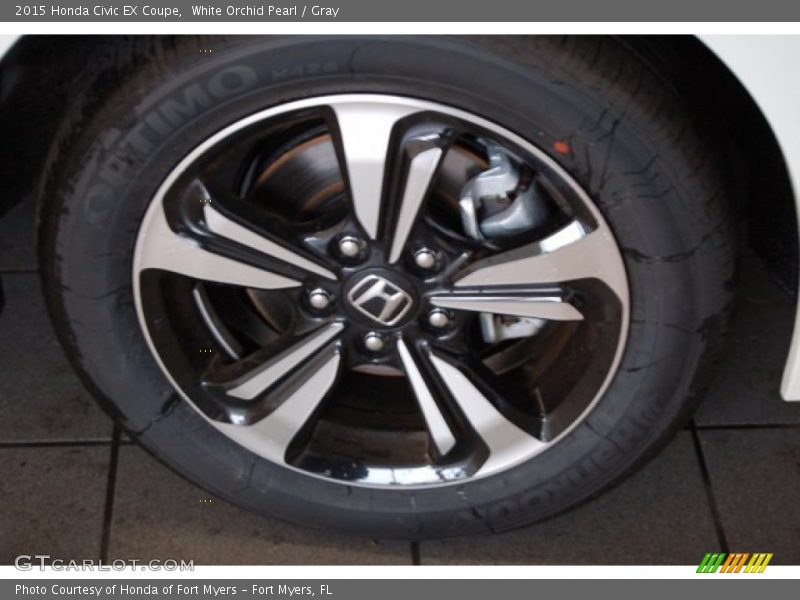 White Orchid Pearl / Gray 2015 Honda Civic EX Coupe