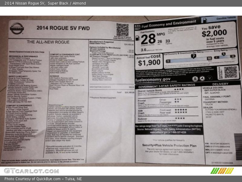 Super Black / Almond 2014 Nissan Rogue SV