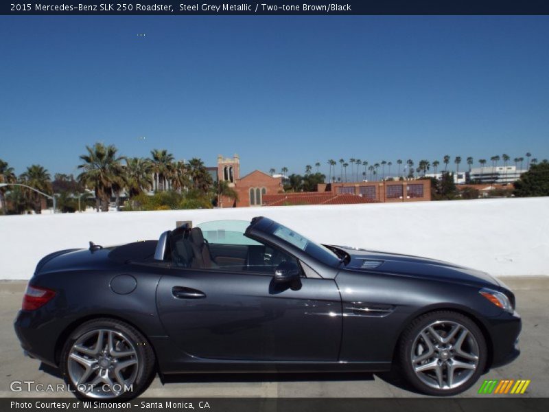 Steel Grey Metallic / Two-tone Brown/Black 2015 Mercedes-Benz SLK 250 Roadster