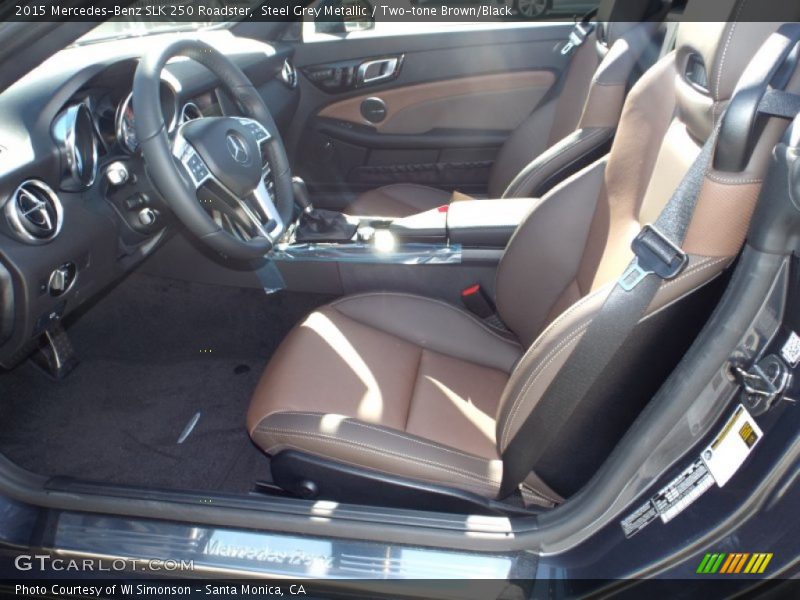 Steel Grey Metallic / Two-tone Brown/Black 2015 Mercedes-Benz SLK 250 Roadster