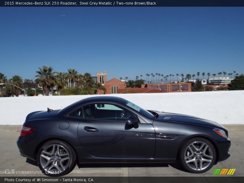 Steel Grey Metallic / Two-tone Brown/Black 2015 Mercedes-Benz SLK 250 Roadster