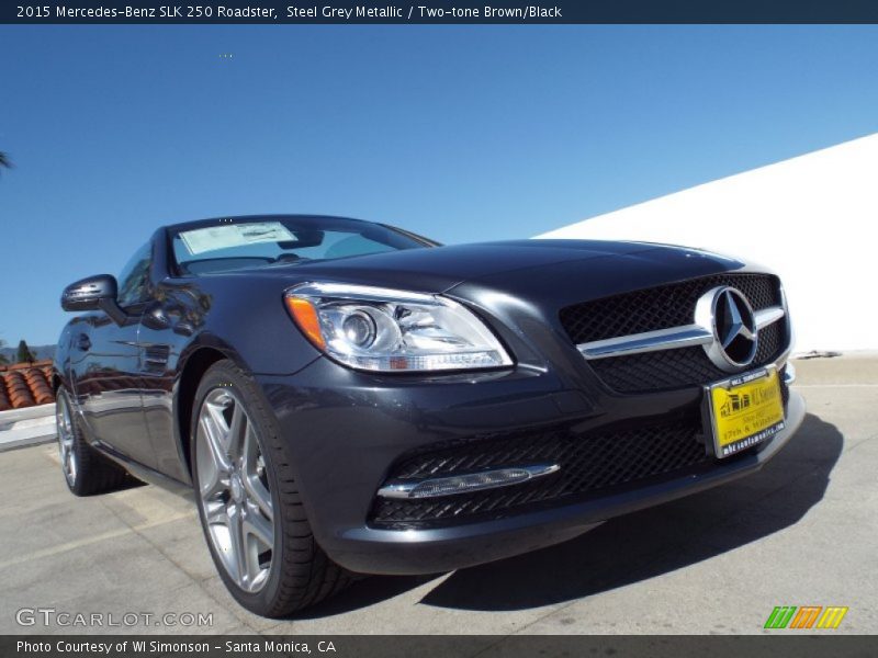 Steel Grey Metallic / Two-tone Brown/Black 2015 Mercedes-Benz SLK 250 Roadster