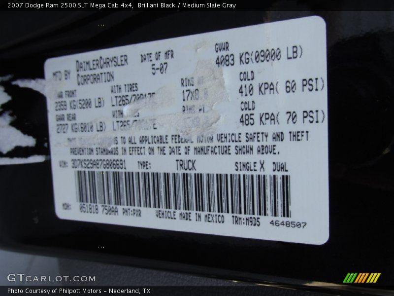 Brilliant Black / Medium Slate Gray 2007 Dodge Ram 2500 SLT Mega Cab 4x4