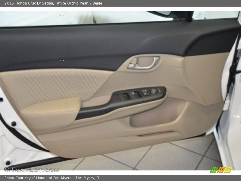 White Orchid Pearl / Beige 2015 Honda Civic LX Sedan