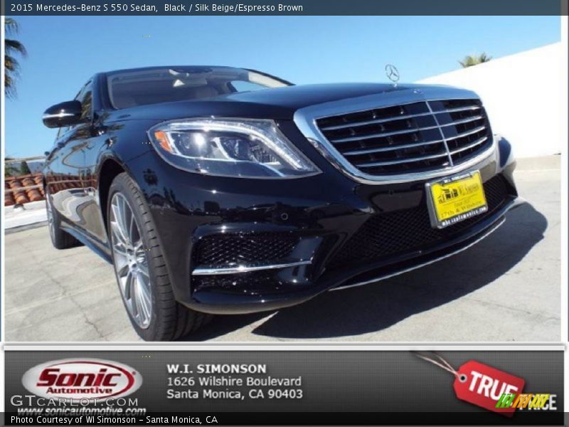 Black / Silk Beige/Espresso Brown 2015 Mercedes-Benz S 550 Sedan