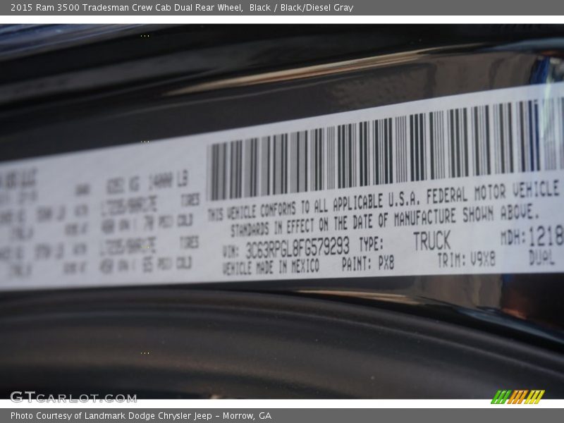 Black / Black/Diesel Gray 2015 Ram 3500 Tradesman Crew Cab Dual Rear Wheel