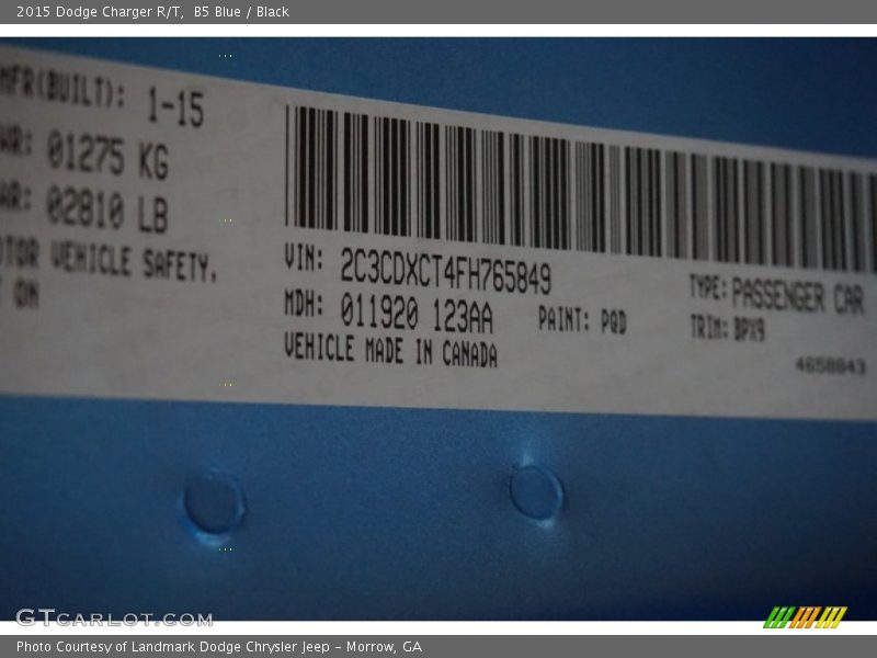 B5 Blue / Black 2015 Dodge Charger R/T