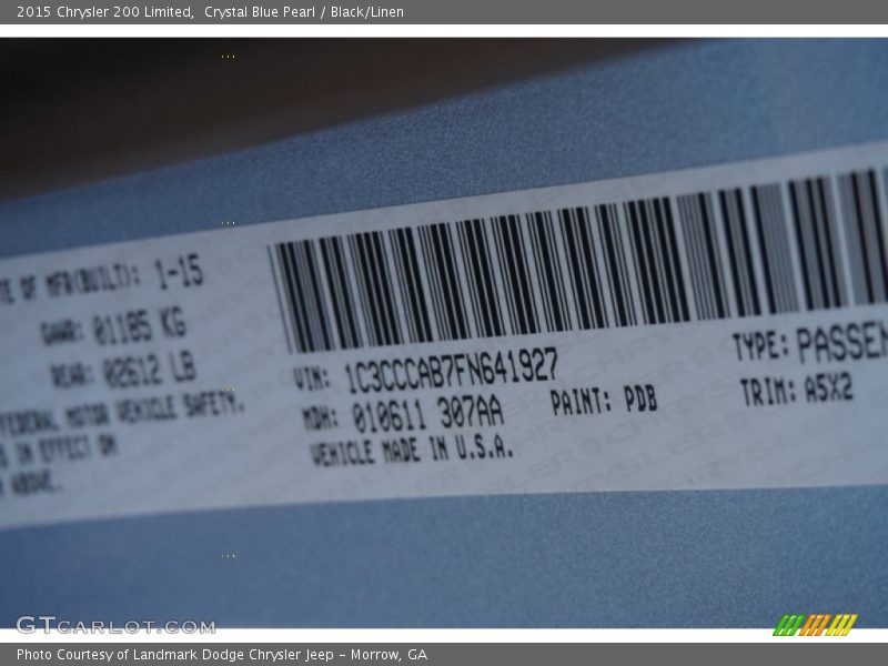 2015 200 Limited Crystal Blue Pearl Color Code PDB