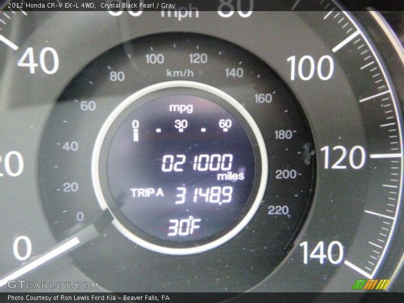 Crystal Black Pearl / Gray 2012 Honda CR-V EX-L 4WD