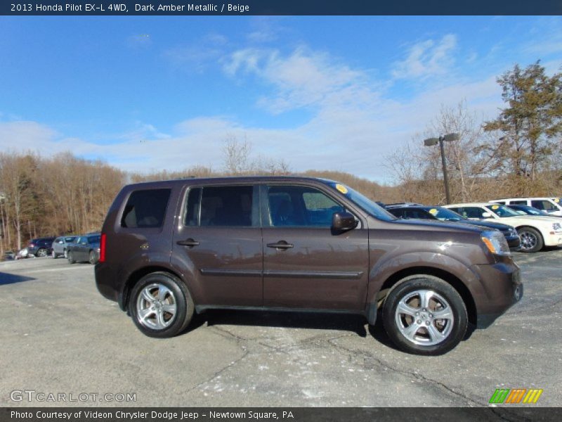 Dark Amber Metallic / Beige 2013 Honda Pilot EX-L 4WD