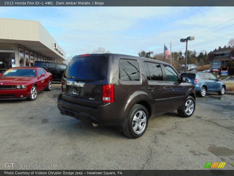 Dark Amber Metallic / Beige 2013 Honda Pilot EX-L 4WD