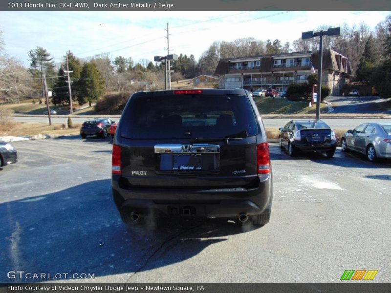 Dark Amber Metallic / Beige 2013 Honda Pilot EX-L 4WD