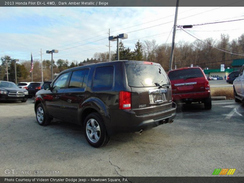Dark Amber Metallic / Beige 2013 Honda Pilot EX-L 4WD