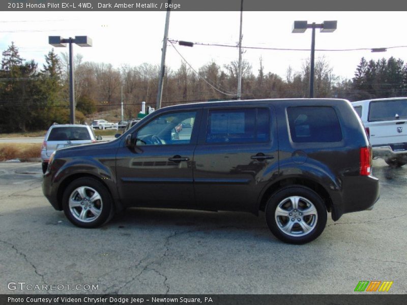 Dark Amber Metallic / Beige 2013 Honda Pilot EX-L 4WD