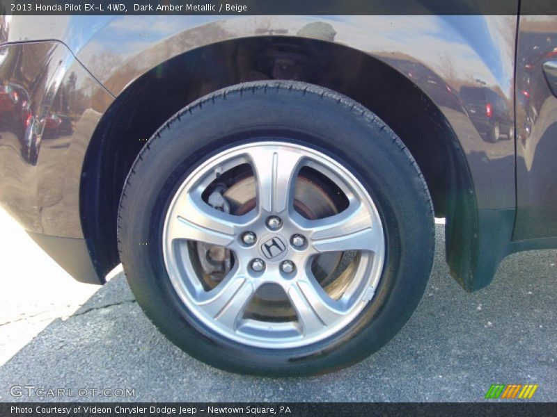 Dark Amber Metallic / Beige 2013 Honda Pilot EX-L 4WD