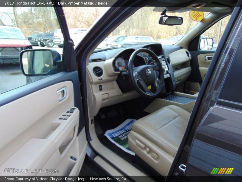 Dark Amber Metallic / Beige 2013 Honda Pilot EX-L 4WD
