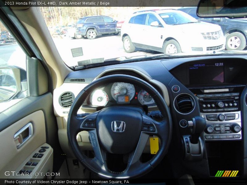 Dark Amber Metallic / Beige 2013 Honda Pilot EX-L 4WD