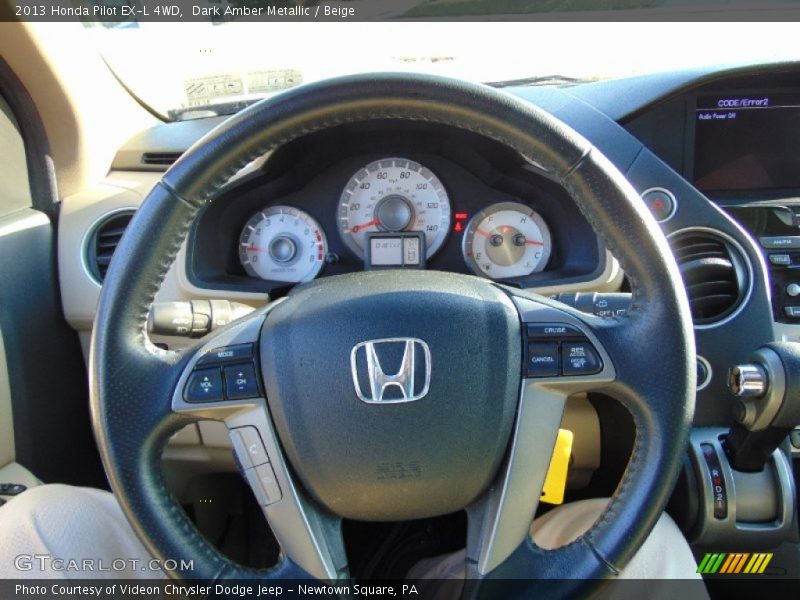 Dark Amber Metallic / Beige 2013 Honda Pilot EX-L 4WD