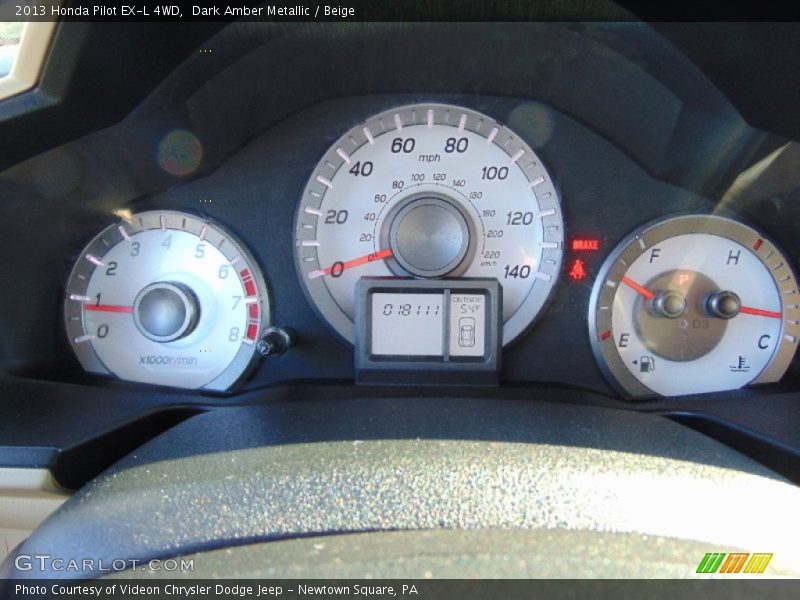Dark Amber Metallic / Beige 2013 Honda Pilot EX-L 4WD