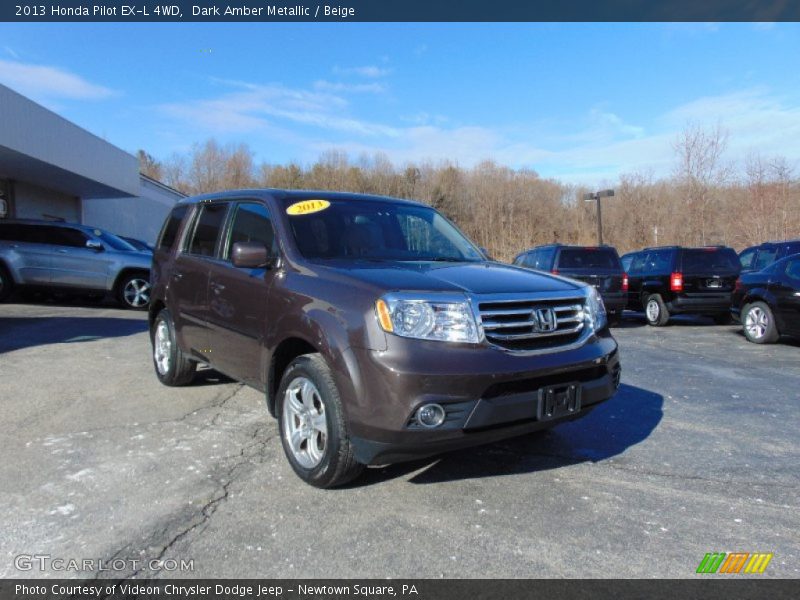 Dark Amber Metallic / Beige 2013 Honda Pilot EX-L 4WD