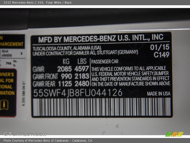 2015 C 300 Polar White Color Code 149