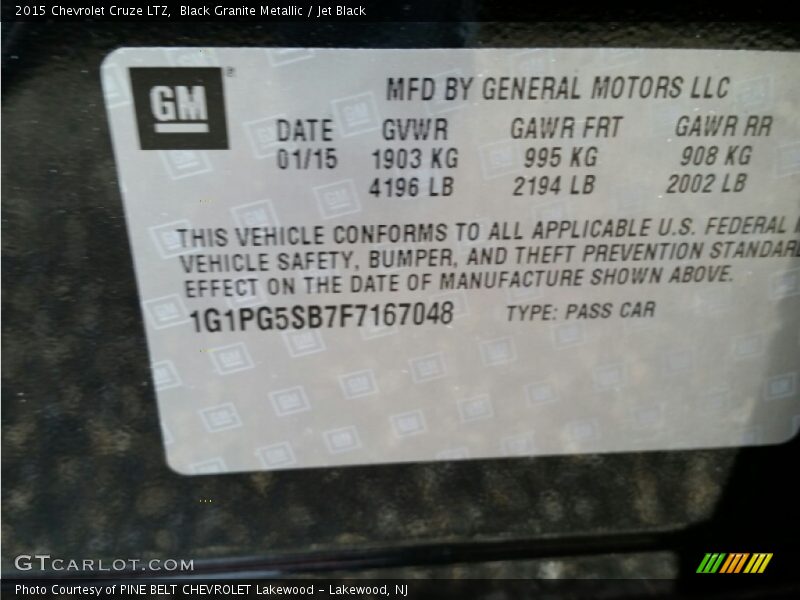 Black Granite Metallic / Jet Black 2015 Chevrolet Cruze LTZ