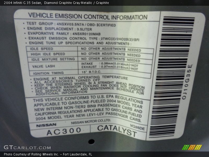 Diamond Graphite Gray Metallic / Graphite 2004 Infiniti G 35 Sedan