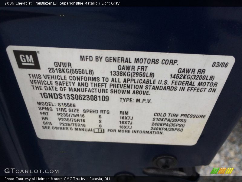 Superior Blue Metallic / Light Gray 2006 Chevrolet TrailBlazer LS