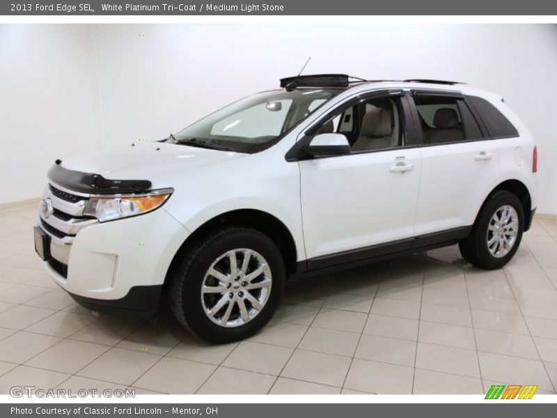 White Platinum Tri-Coat / Medium Light Stone 2013 Ford Edge SEL