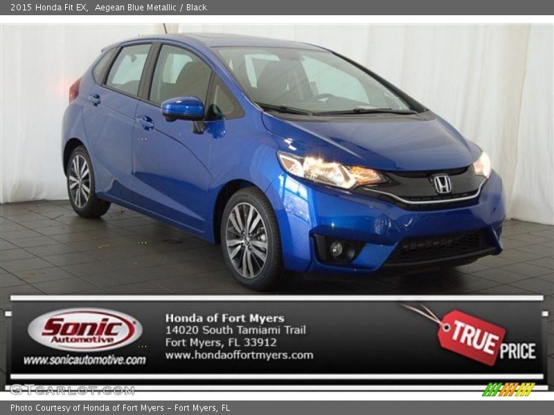 Aegean Blue Metallic / Black 2015 Honda Fit EX