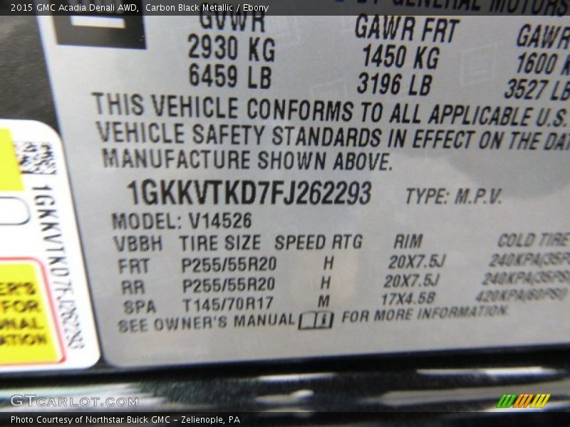 Carbon Black Metallic / Ebony 2015 GMC Acadia Denali AWD