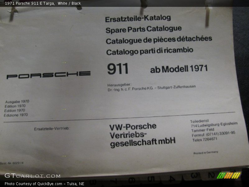 Books/Manuals of 1971 911 E Targa