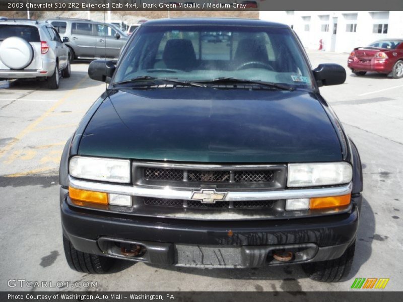 Dark Green Metallic / Medium Gray 2003 Chevrolet S10 ZR2 Extended Cab 4x4