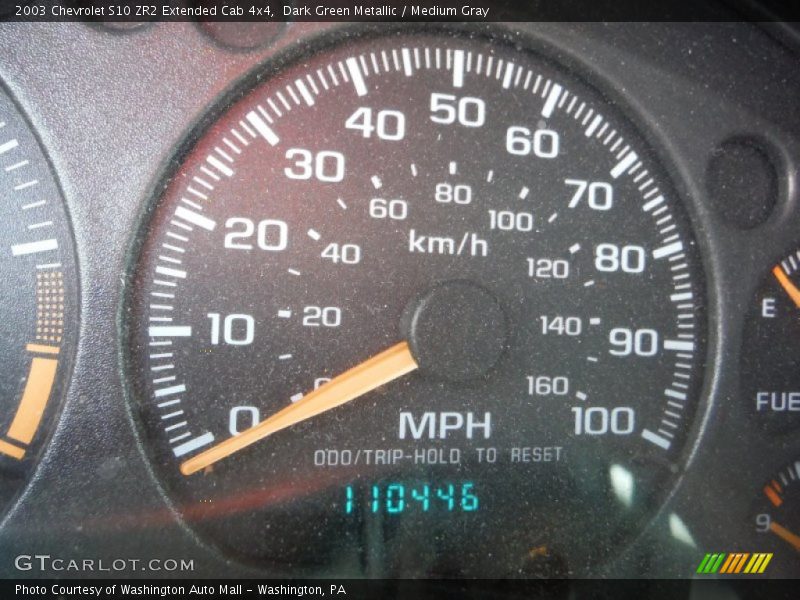 Dark Green Metallic / Medium Gray 2003 Chevrolet S10 ZR2 Extended Cab 4x4