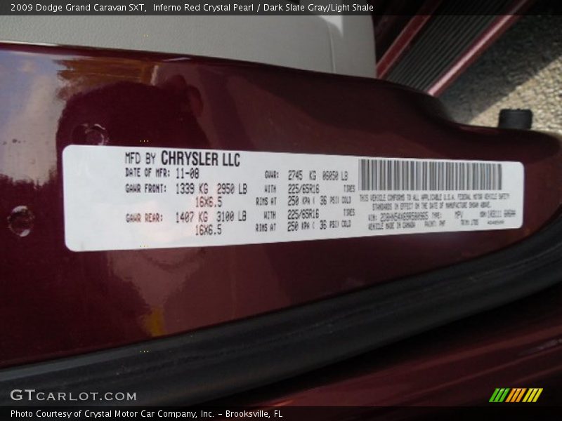 Inferno Red Crystal Pearl / Dark Slate Gray/Light Shale 2009 Dodge Grand Caravan SXT