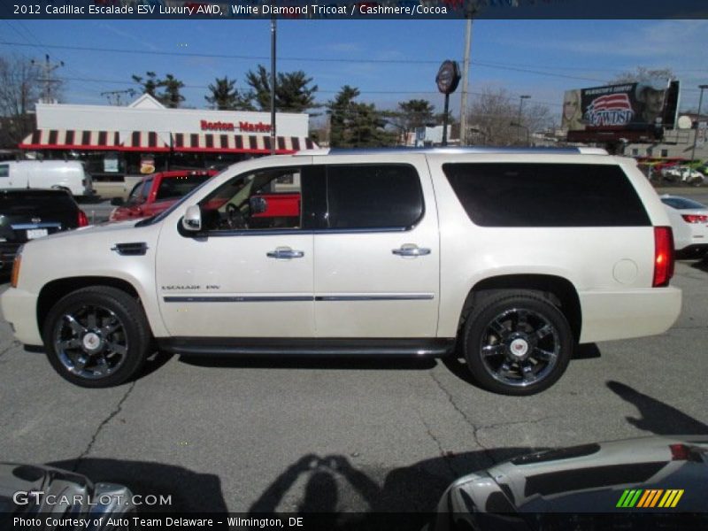 White Diamond Tricoat / Cashmere/Cocoa 2012 Cadillac Escalade ESV Luxury AWD