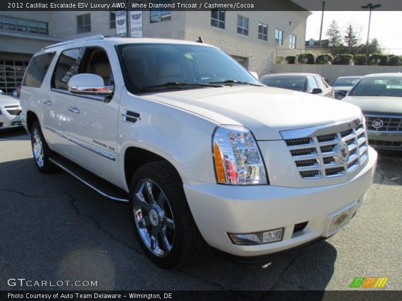 White Diamond Tricoat / Cashmere/Cocoa 2012 Cadillac Escalade ESV Luxury AWD