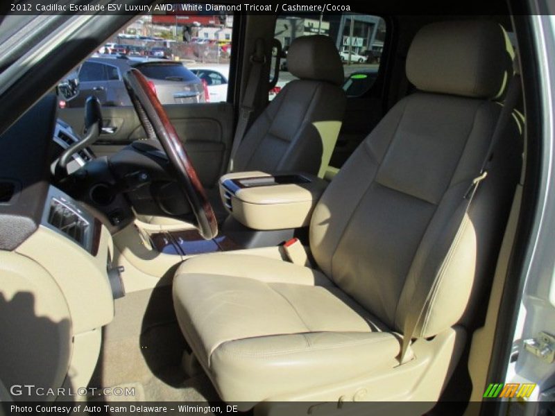 White Diamond Tricoat / Cashmere/Cocoa 2012 Cadillac Escalade ESV Luxury AWD