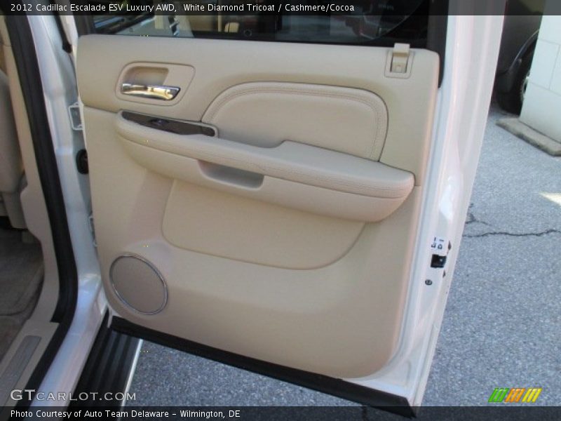 White Diamond Tricoat / Cashmere/Cocoa 2012 Cadillac Escalade ESV Luxury AWD