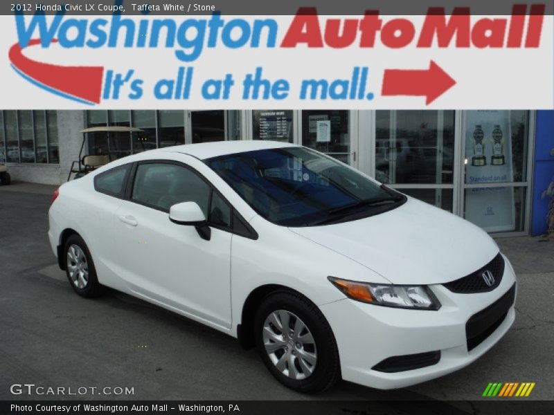Taffeta White / Stone 2012 Honda Civic LX Coupe