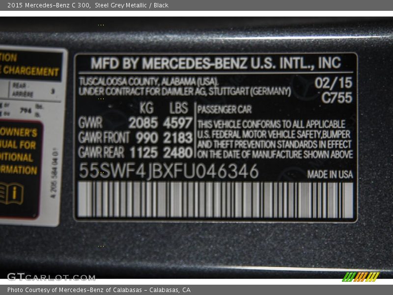 2015 C 300 Steel Grey Metallic Color Code 755