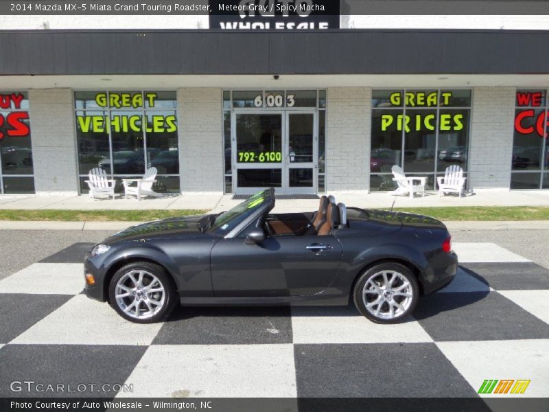 Meteor Gray / Spicy Mocha 2014 Mazda MX-5 Miata Grand Touring Roadster
