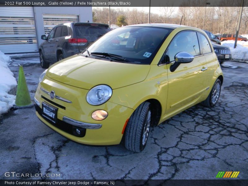 Giallo (Yellow) / Pelle Nera/Nera (Black/Black) 2012 Fiat 500 Lounge