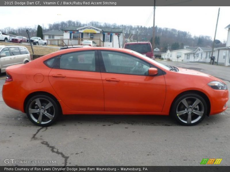 Vitamin C / Black/Ruby Red Accent Stitching 2015 Dodge Dart GT