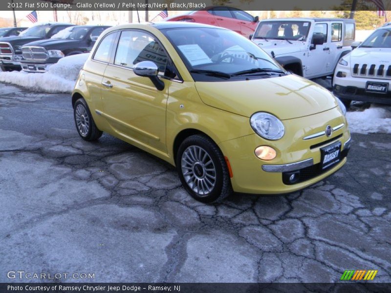 Giallo (Yellow) / Pelle Nera/Nera (Black/Black) 2012 Fiat 500 Lounge