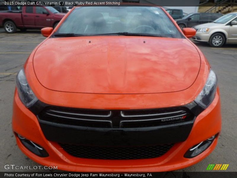 Vitamin C / Black/Ruby Red Accent Stitching 2015 Dodge Dart GT